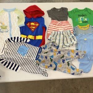 10 piece baby boy summer bundle; 0-3 months
